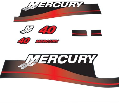 XRmarine Aufkleber für Mercury 40 PS Zweitakt Außenbordmotor Aufkleber Set Reproduktion 40 PS 2-Takt
