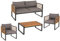 Riess Ambiente Outdoor Garten-Sitzgruppe Pure - grau Natur - Akazie mit schwarzem Metall inkl. Tisch Sitzpolster