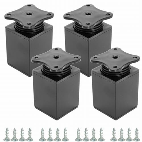 STOLMET Möbelfüße Füße Für Möbel 4 Stück 60 mm Möbelbeine Wohnzimmer Küche Schlafzimmer Schrank Sofa Sessel Kunststoff Höhenverstellbar Glänzend Schwarz