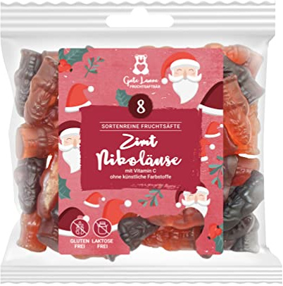 naschlabor x Gute Laune Fruchtsaftbär Weihnachten | sortenreine Fruchtsäfte | Ohne künstliche Farbstoffe und Geschmacksverstärker | Gluten- und Laktosefrei (Zimt-Nikoläuse)