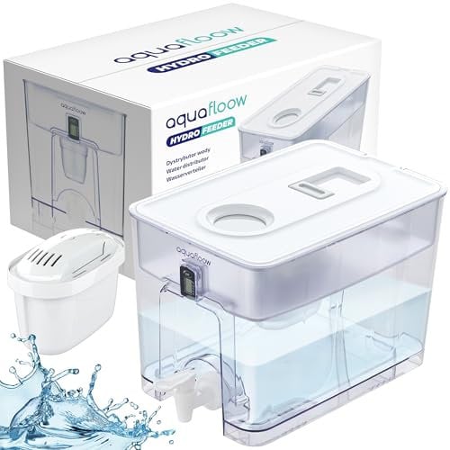 Aquafloow Carafe Filtrante 9,5L avec Robinet et Filtre, Distributeur d'Eau Tout-en-Un pour Réduction du Tartre, Chlore, Plomb et Cuivre dans l'Eau Potable – Idéal pour la Maison et le Bureau
