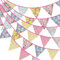 G2PLUS 12m Wimpelkette Blumen Stoff, Bunt Stoff Wimpel Girlande, Lange Gartendeko Bunting, Stoffgirlande mit 42 STK Groß Blumen Wimpeln für Haus und Garten Deokration