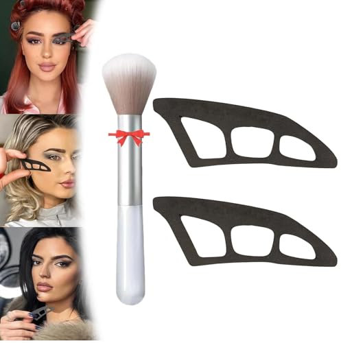 Eyetour Eyeshadow Tool, Veronavanitys Eyetour Your Glams Bestie, 3 Stück Eyetour Lidschatten Werkzeug Set mit Makeup Pinsel, Schnelles Make Up Eyeliner Schablonen Hilfswerkzeug, für Frauen