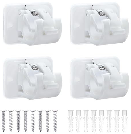 YANGWEN 4 Pièces Support Tringle Rideaux sans Percage Plastique Crochet Rideau Adhesifs Porte-Tringles Support Rideau sans Percage Crochets pour la Maison,la Salle de Bain