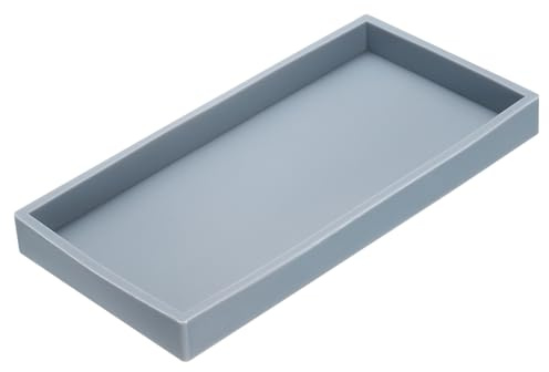 sourcing map Bathroom Vanity Tray, 7.9 x 3.9 Silicone Soap Dispenser Trays, Shatterproof Kitchen Sink Organizer for Soaps Keys Candle Trinket, Gray