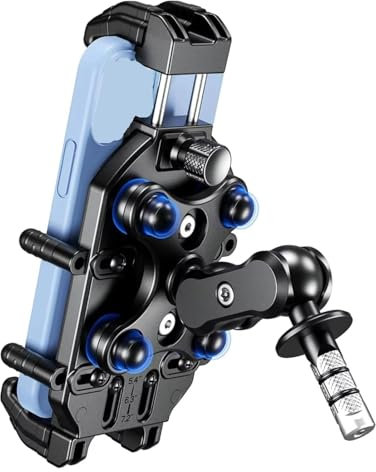 JSRVQKMS mobile phone holder motorcycle Motorcycle Phone Holder Fork Stem With Vibration Dampener Secure Lock Anti-Theft Cellphone Mount Cradle