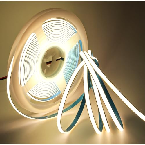 Tyun LED Streifen Lichts 12V, 5mm Breit Ultra Schmal Band COB Naturweiß 4000K 5 Meter 400 LEDs/M Insgesamt 2000 LEDs Neon Licht Lichtleisten Leiste für Party, Theke, Regal, Wohnkultu