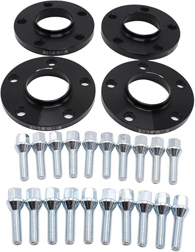 4 Stück/Set 12 mm & 15 mm Dicke 5x120 PCD-Nabenzentrierte Spurverbreiterungen M12x1,5-Adapter Mittenbohrung 72,6 mm Kompatibel mit BMW 3er M3 E30, E36, E46, E90, E91, E92, E93 (Schwarz)