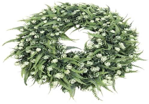 SHINEOFI Lebensechter Künstlicher Blumenkranz Runder Türkranz aus UV Beständigem Kunststoff Pflegeleichte Deko für Innen Außen Frühlings und Festdekoration