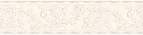 A.S. Création Bordüre - Papierbordüre in erhabener Barockoptik in Beige und Creme - auf 5,00 m x 0,13 m je Rolle
