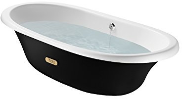Roca A233650002, baignoire ovale en fonte émaillée avec extérieur noir et fond antidérapant