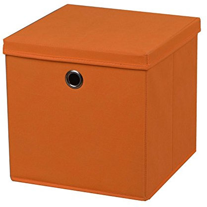 5 Stück Faltbox Orange 28 x 28 x 28 cm Aufbewahrungsbox faltbar mit Deckel
