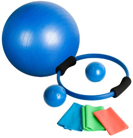 MOVIT 7-teiliges Yoga-Set, Pilates-Set, inkl. 1x Gymnastikball, 2X Medizinball, 1x Pilatesring, 3X Gymnastikbänder