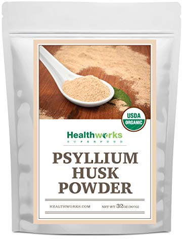 Healthworks Superfoods Organic Psyllium Husk Powder 2 lb Keto Soluble Fiber