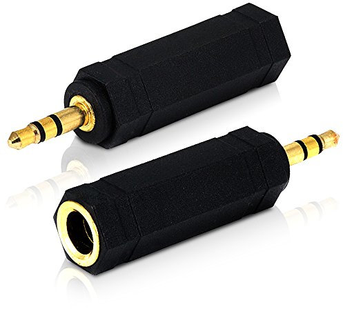 Mobi Lock 2 Pièces 3,5 mm vers Prise 6,35 mm - Adaptateur Stéréo de Prise Audio de 1/8 à 1/4 Pouce - pour connecter appareils 3,5 mm à amplis, Guitares, Pianos, Haut-parleurs et micros 6,35 mm