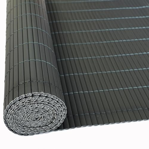 ESTEXO PVC Sichtschutzmatte aus Kunststoffröhrchen Grau 1,40 x 3 m