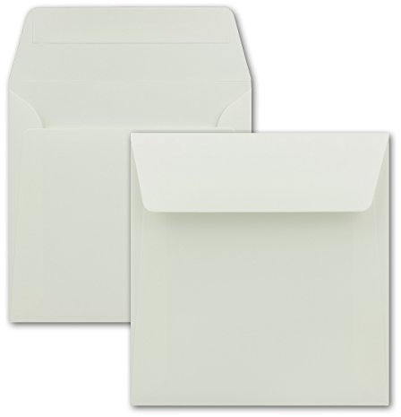 25 Briefumschläge in Creme - quadratische Kuverts 16 x 16 cm - Starke Qualität - 120 Gramm/m² - Haftklebung - ohne Fenster