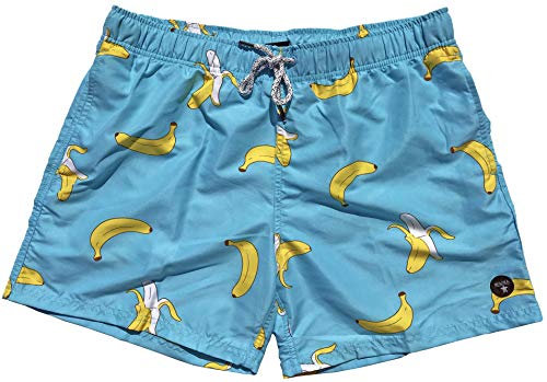 Molokai Herren-Badehose, schnelltrocknend, elastischer Taillenbund mit Kordelzug, Bananen, L