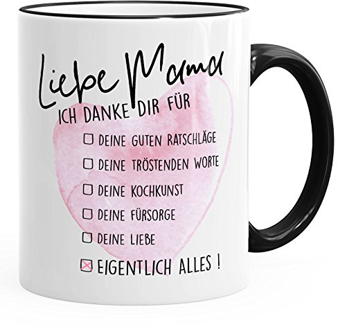 MoonWorks Kaffee-Tasse Muttertag Mama ich danke dir für alles Teetasse Keramiktasse Schwarz unisize