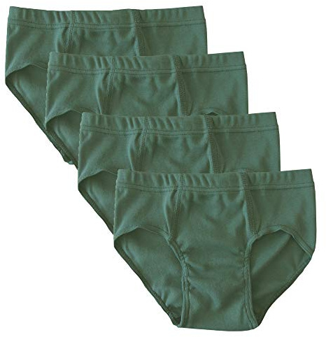 HERMKO 2850 4er Pack Jungen Slip einfarbig aus 100% Bio-Baumwolle mit Dehnbund, Farbe:Olive, Größe:98