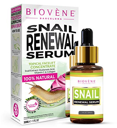 Biovène Snail Renewal Serum - Snail Serum Deeply Moisturises to Regain Skin Elasticity + Boost Generation of New Cells - Rich in Antioxidants + Anti-Inflammatory Agents for Youthful Skin (30ml)
