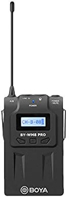 Boya By-WM8 Pro-K2 UHF Dual-Channel Wireless Microfono System con un ricevitore e due trasmettitori