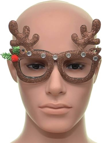 12pcs Novelty Glitter Christmas Glasses Eyewear - Xmas Glasses - Christmas Party Props Photo Booth Accessories Stocking Fillers