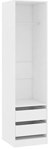 vidaXL Kleiderschrank mit 2 Schubladen Kleiderständer Schrank Kleiderstange Garderobenschrank Regal offen Weiß 50x50x200cm Holzwerkstoff