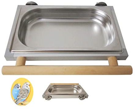 Badewanne Futternapf SITTICHE Futterbar Fressnapf Vögel Edelstahl Voliere Käfig Kanarien Vogel, Badehaus