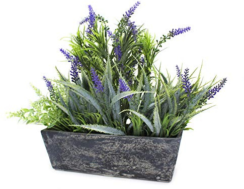 DARO DEKO Kunst-Pflanze Lavendel mit länglicher Schale 40 x 34cm 1 Stück