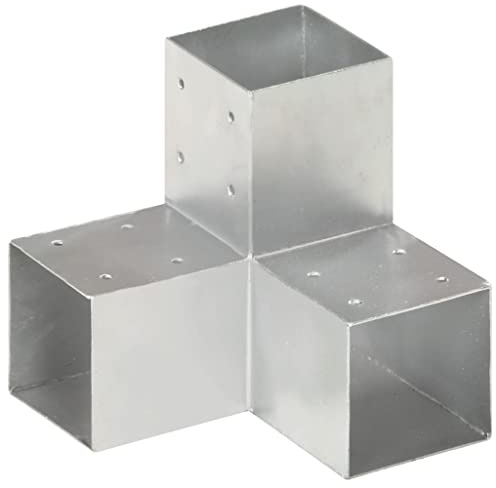 vidaXL Pfostenverbinder Y-Form 3 Hülsen Balkenschuh Holzverbinder Eckverbinder Pfostenecke Balken Verbinder Feuerverzinkt Verzinktes Metall 91x91mm