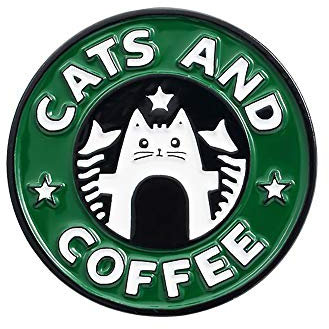 Wydmire Anstecknadel, Motiv: Katzen und Kaffee, handgefertigt, Emaille, Anstecknadel, Deluxe-Geschenk, Dekoration (Starbucks), Metall