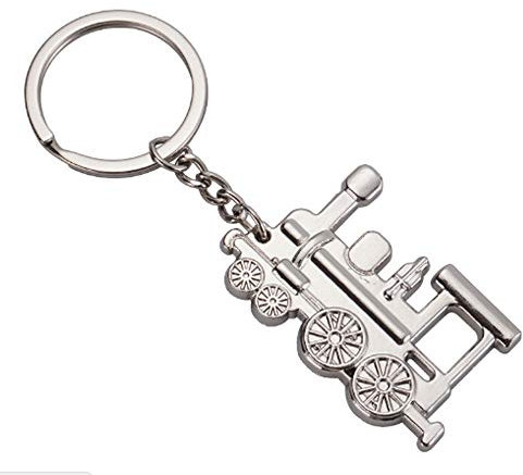 IKAAR Dampfzug Schlüsselanhänger Metall Schlüsselbund Schlüsselrung Geschenk Silber