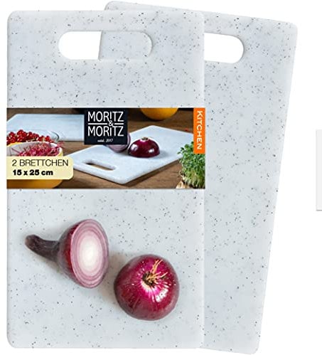 Moritz & Moritz 2X Small Plastic Chopping Boards White Granite Look - 25x15 cm - Cutting Board Granite Look - Chipping Board - Cutting Boards for Kitchen - Kitchen Chopping Boards - Cutting Boards