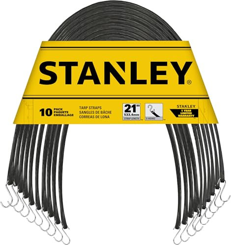 STANLEY EPDM Lot de 10 tendeurs de bâche pour Bateau, Camping, Cargaison (53,3 cm chacun)