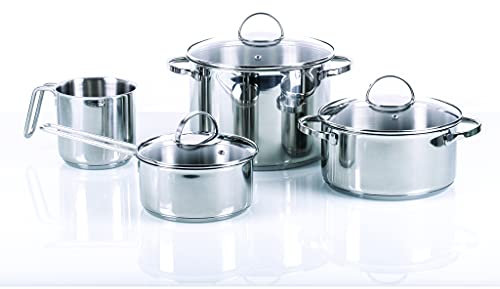 Moneta Allegro Batteria 7 pz in Acciaio Inox: Pentola 22cm, cass. 2 m. 20 cm, cass. 1 m. 16 cm, bollilatte 12 cm, coperchi 16-20-22cm, per ogni piano cottura