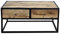 SAM Couchtisch Nagar 1, Akazienholz massiv & naturfarben, Beistelltisch mit Zwei Schubladen, Sofatisch mit Metallgriff und -Rahmen, 90 x 50 x 40 cm