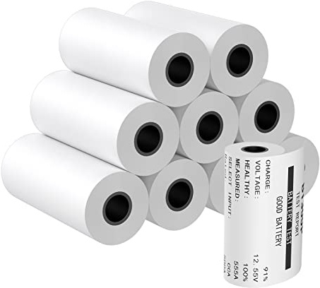 TOPDON 2 1/4 x 2.0' Thermal Paper for BT300P/BT600 Battery Tester 10 Rolls | Printing Paper Compatible with BT300P & BT600 Car Battery Tester, Cash Register & POS Receipt Paper