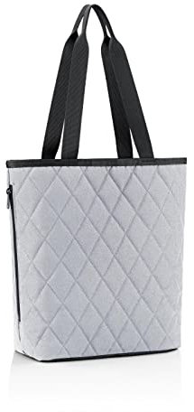 reisenthel classic shopper M rhombus light grey – Geräumige Shopping Bag und edle Handtasche in einem – Aus wasserabweisendem Material
