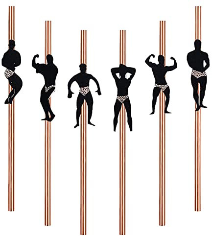 Ecozz 24pcs Rose Gold Male Stripper Straws for Bachelorette Cocktail Party Decoration