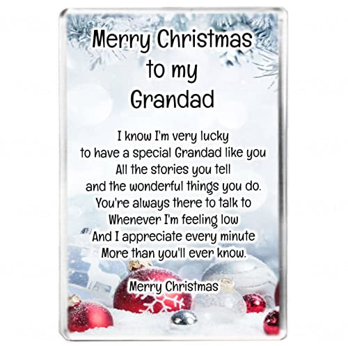 Merry Christmas To My Grandad - Fridge Magnet - Sentimental Poem - Keepsake Verse - Novelty Gift
