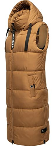 Navahoo Damen ärmellose lange Outdoorweste warme Winterjacke Schnuffelchen Camel Gr. XXL