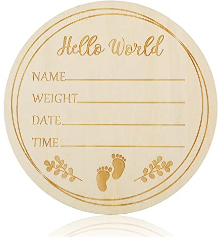 Baby Schilder Holz, 15cm Rundes Meilensteinkarten Baby Holz Baby Announcement Sign Hello World Meilenstein Karten für Babyparty Fotorequisite Krankenhaus Kindergarten Neue Eltern (Stil 3)