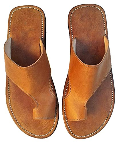 Plantarfasziitis Sandalen für Herren,Jahrgang Römisch Leicht Orthopädische Hausschuhe,Lässig Komfortabel Weich Hallux Valgus Flip-Flops,für Fußgewölbe/Fußkorrektur (Color : Yellow, Size : 43 EU)