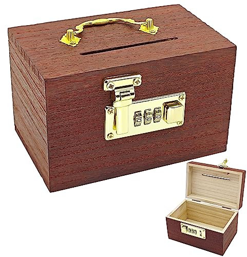 HAOBIN Coffre Bois Boite Bois Coffre Au Tresor Boite Avec Cadenas Caisse En Bois Malle Rangement Coffre Au TréSor En Bois RéTro Avec Serrure,Coffret Cadeau Avec Couvercle,Pour La DéCo Et Le Rangement
