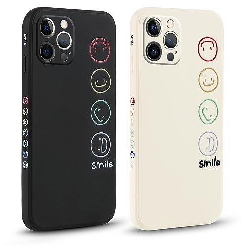 Pnakqil 2 stück Handyhülle für Apple iPhone 12 Pro Max 6.7,Hülle Süßes Bemaltes Smile Face Design Case Weiche Tasche für Damen Geschenk Modische TPU Dünn Stoßfeste Kameratasche Schutzhülle