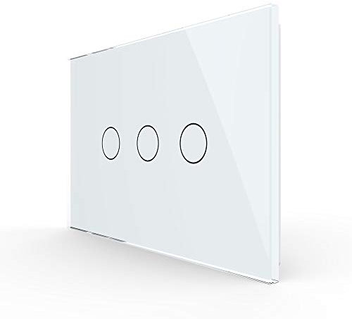 LIVOLO Interrupteur Électrique Tactile Mural Blanc Moderne Panneau En Verre Cristal Interrupteur Électrique Unipolaire Avec Indicateur Led, Sans Neutre,3 Gang 1 Way