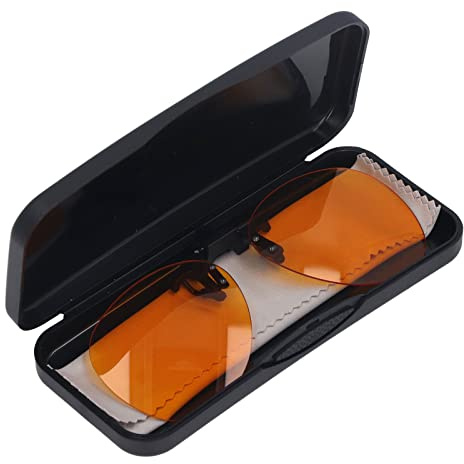 Clip On Glasses Efficient Blue Lights Blocking 180 Degree Vertical Flip Portable Orange Glasses Clip Lens for Daily Life (Round)