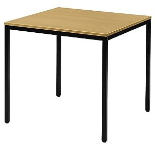 SCHÄFER SHOP Pure Schreibtisch, Quadratrohrfuß Arbeitstisch, B 80 x T 80 x H 72 cm, Bürotisch mit Tischplatte, Mehrzwecktisch quadratisch in Buche/Gestell in schwarz