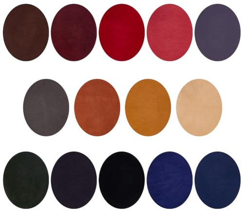AHANDMAKER 28 Stück Ellenbogenflicken 14 Farben Ovale Ellenbogen-Knieflicken Zum Aufnähen/Aufbügeln, Knieflicken, Reparaturflicken Für Hemd, Jeans, Jacke, 4.3 x 5.5 Zoll